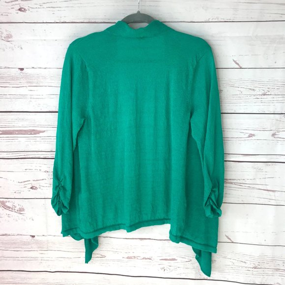 Chico's Solid Ruffle Cardigan Size 1 - Picture 4 of 13